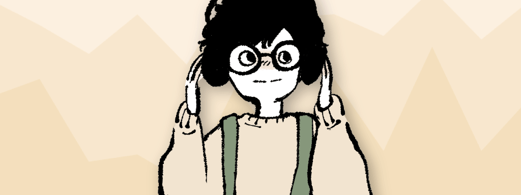 ヘッドホンをつけているヤミナベレコーズ